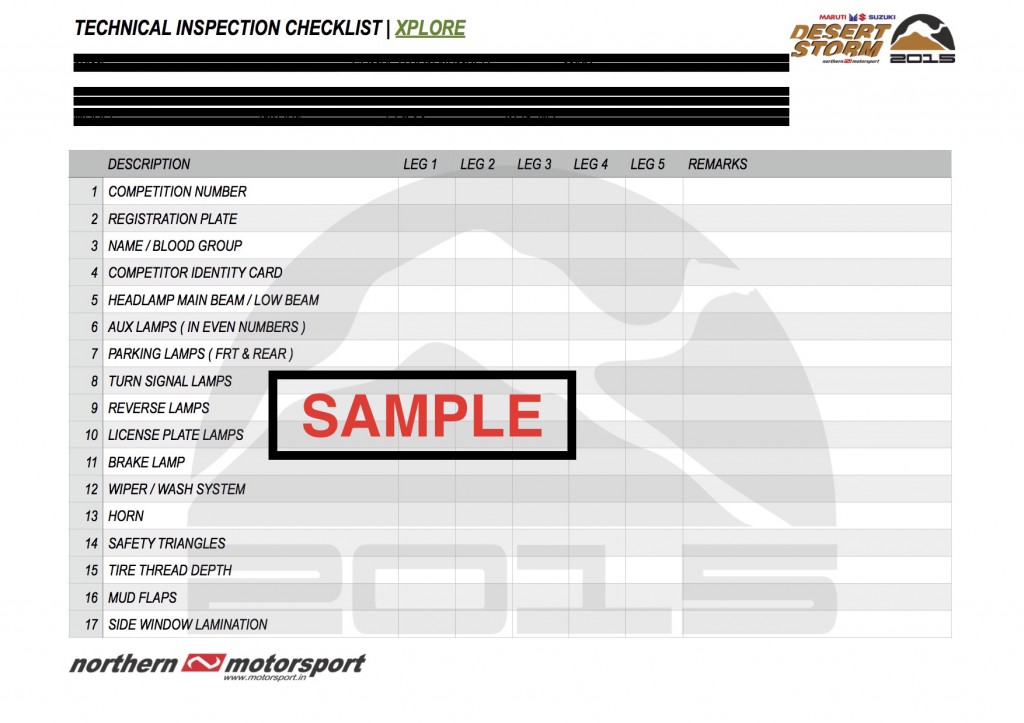 MSDS15: Technical inspection checklist for xplore